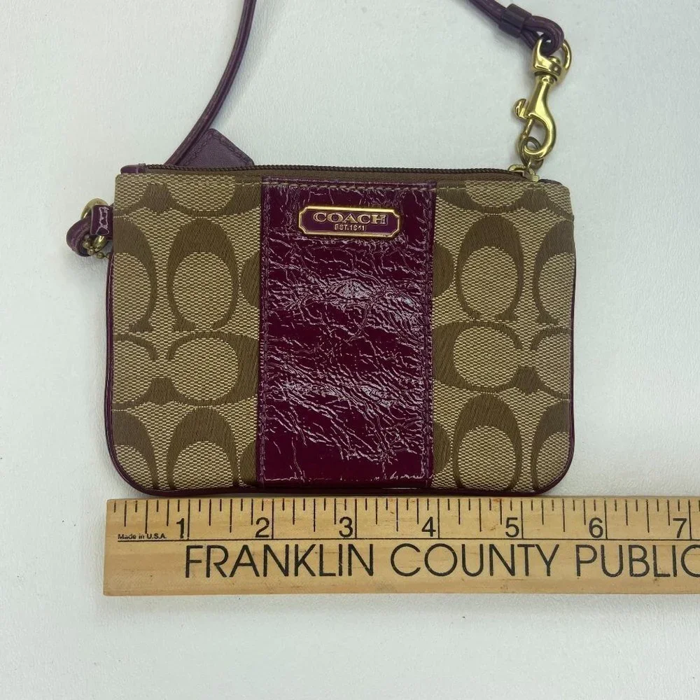 Coach Wristlet Tan and Burgundy